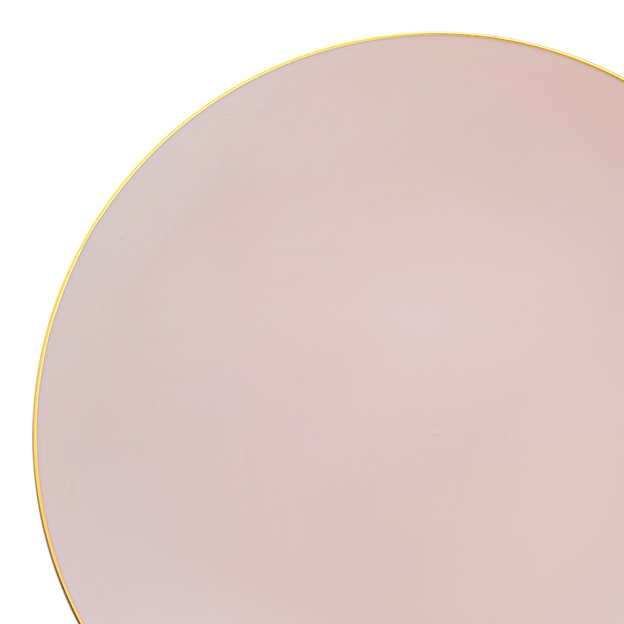 Pink with Gold Organic Round Disposable Plastic Dinner Plates - 10.25" (120 Plates)